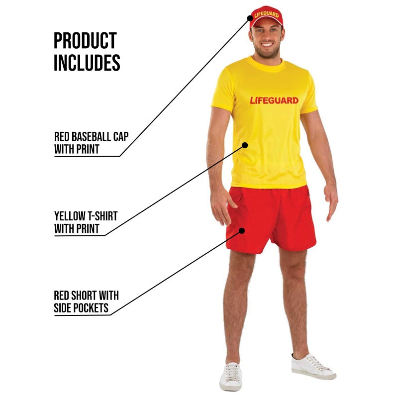 fun shack Mens Lifeguard Costume, Male Lifeguard Outfit, Beach Rescue Uniform for Men, Summer Swimwear Accessory, Medium - Image 3